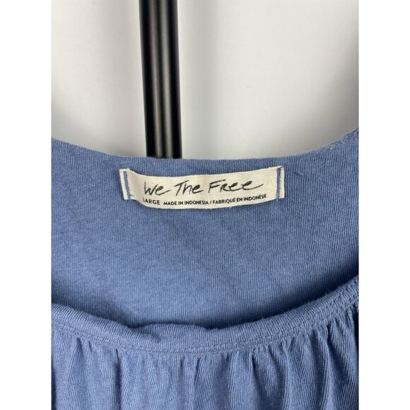 We The Free Light Blue Off The Shoulder Short Sleeve Ruffle Crop Top Size L - Picture 3 of 5